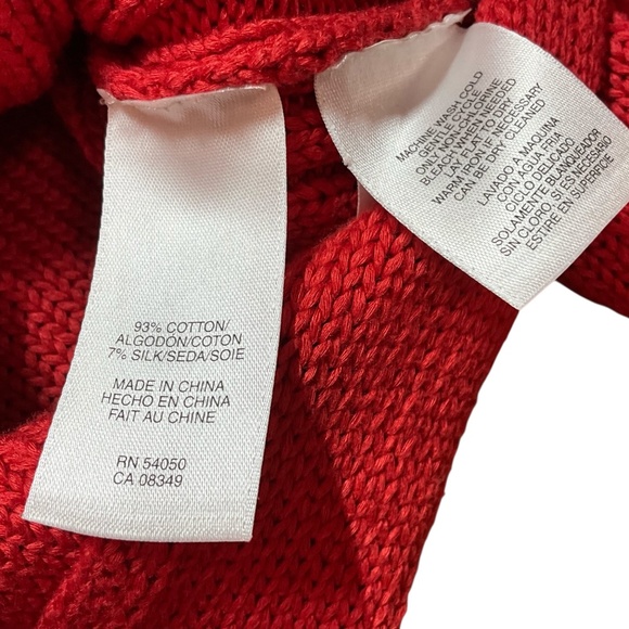 ANNE KLEIN Cotton / Silk Blend Button Front Cropped Cardigan Coral Red US Sz L - Picture 6 of 8